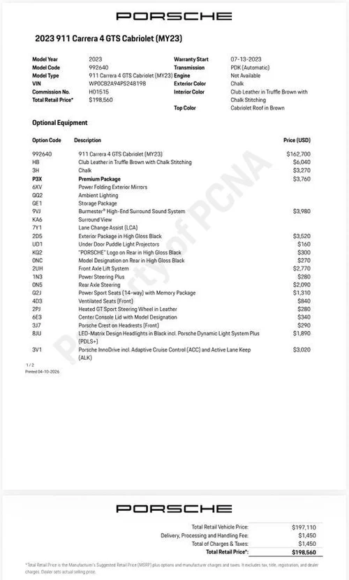 
           
        2023 Porsche 911 Carrera 4 GTS