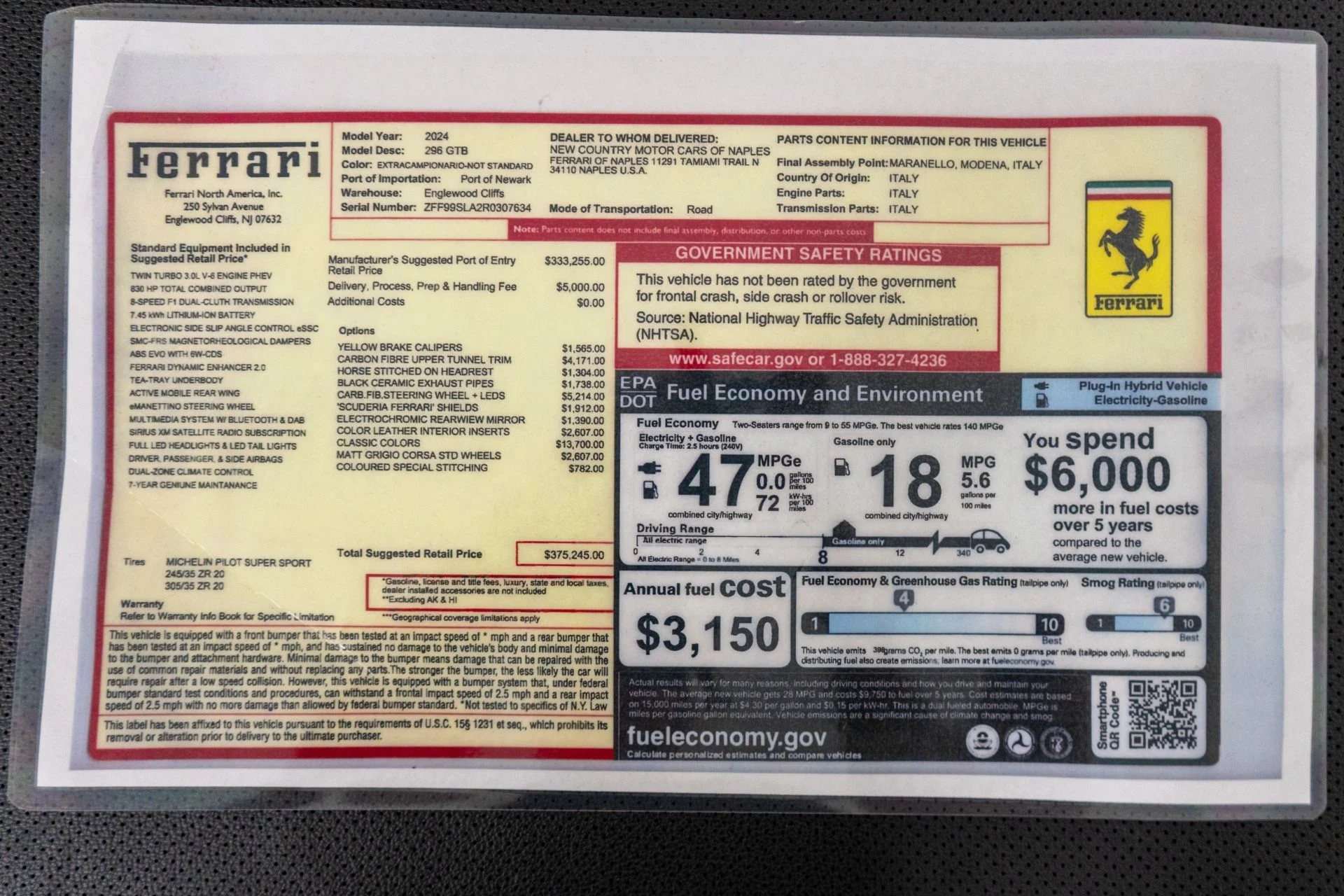 mph023_1545202704_Used_2024_Ferrari_296_GTB_968_Miles_Carbon_Fiber_Driving_Zone_Passenger_Display_1787677182_41a87c7e80