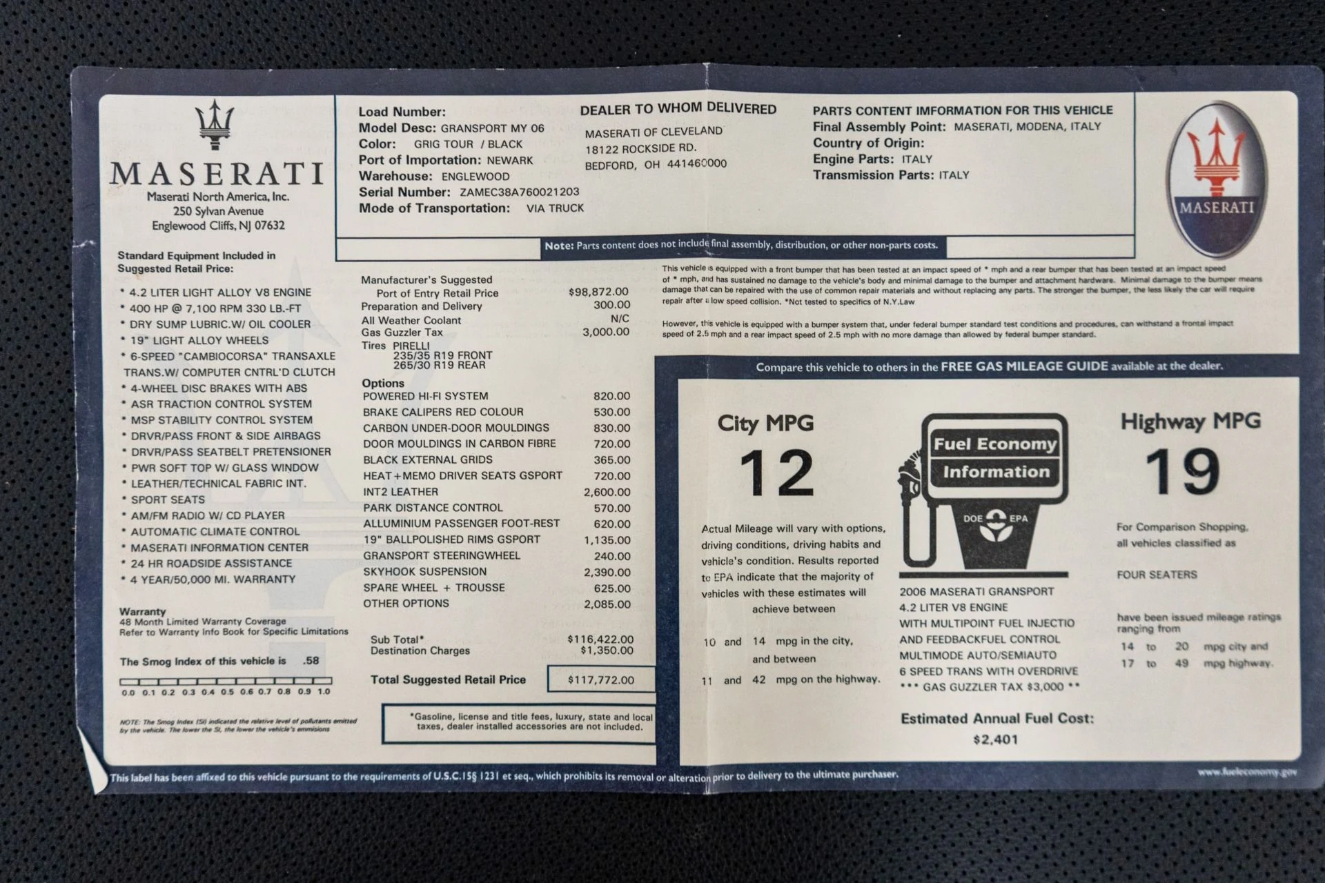 mph023_2313706426_Used_2006_Maserati_Gran_Sport_395_Horsepower_Original_Window_Sticker_Three_Owner_Car_1789406127_b03043ed68