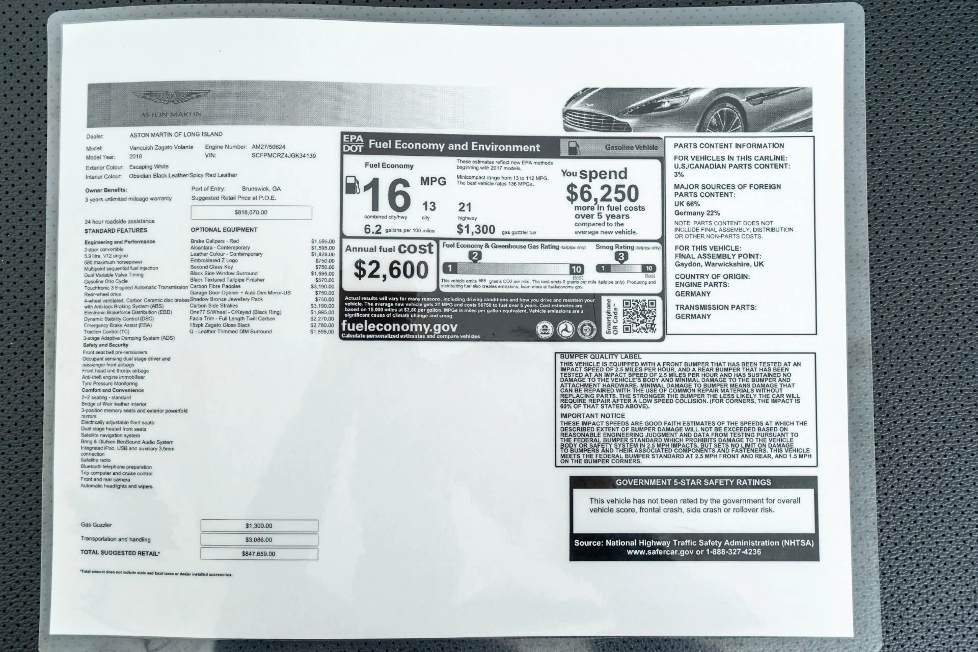 mph023_2782873315_Used_2018_Aston_Martin_Vanquish_Zagato_Volante_74_of_99_Built_Massive_848_K_MSRP_463_Original_Miles_1767103941_1fb2f6b0bb