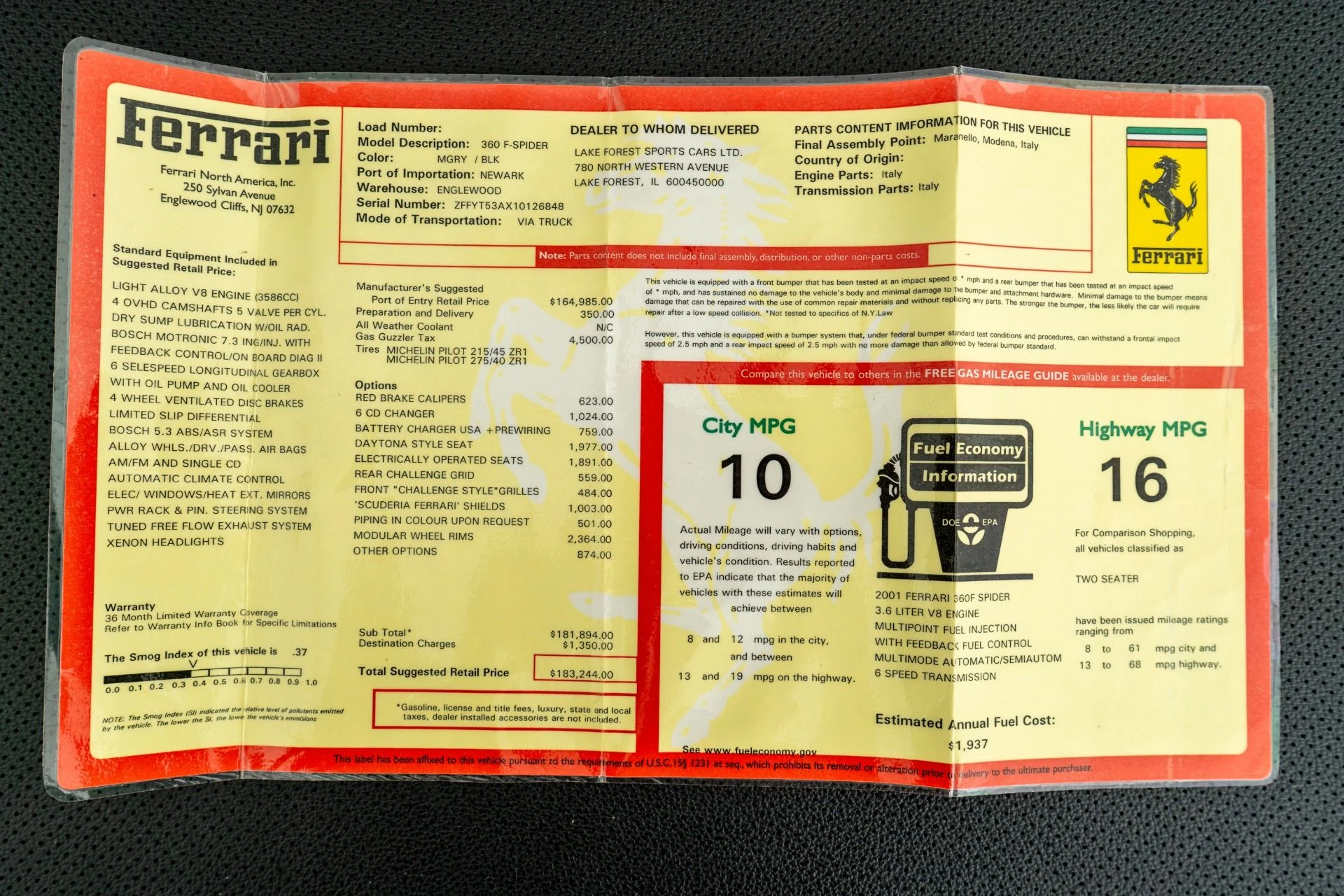 mph023_3254850146_Used_2001_Ferrari_360_Spider_Daytona_Seats_Challenge_Rear_Grille_Scuderia_Shields_1760015223_a38f00a2b5
