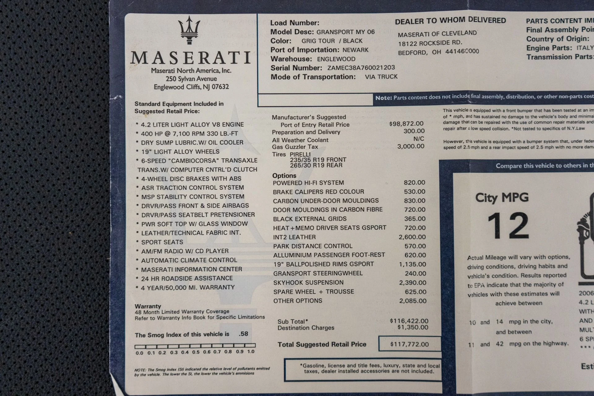 mph024_3153542892_Used_2006_Maserati_Gran_Sport_395_Horsepower_Original_Window_Sticker_Three_Owner_Car_1789406127_b41d7c9f4b
